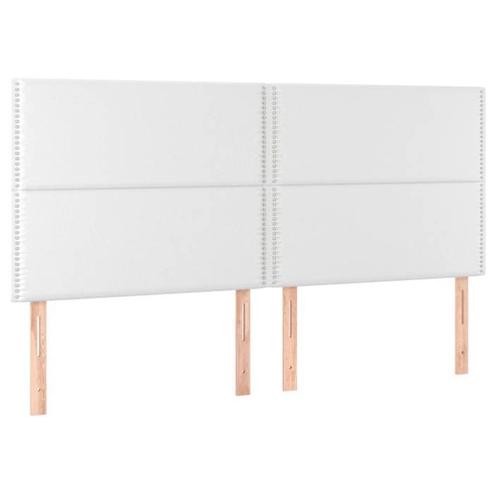 Tête de lit en similicuir - VIDAXL - Lot de 4 - Blanc - 100x5x78/88 cm - Similicuir - Hauteur réglable