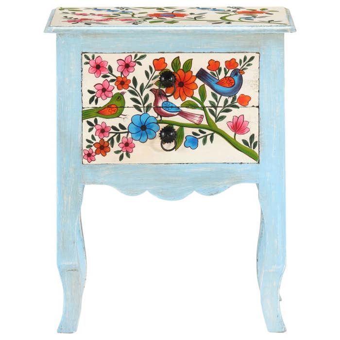 GKK Armoire de chevet petit meuble dappoint - peinte à la main 40x30x50 cm - Bois de manguier @1933