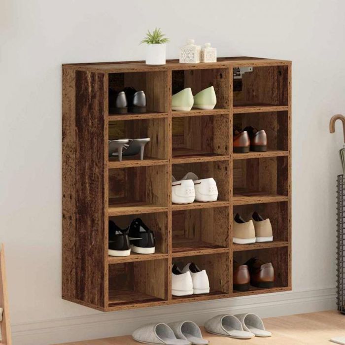 Meuble à chaussures - vidaXL - 875215 - Bois dingénierie - Bois ancien - 775 x 30 x 835 cm