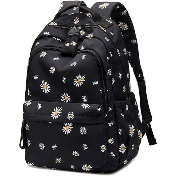 Sac à dos imprimé marguerites pour filles cartable pour collège cartable pour ados
