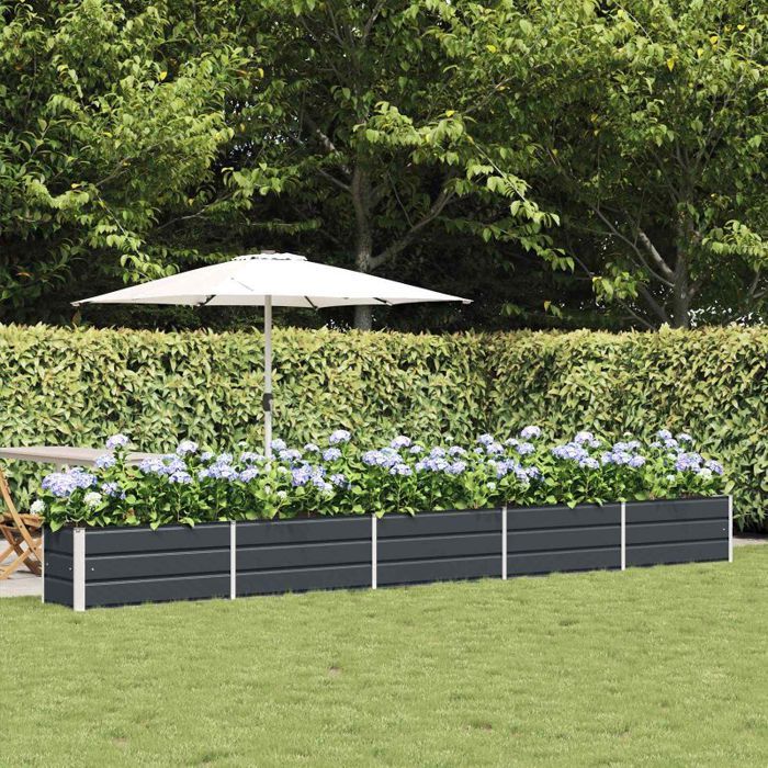 VIDAXL Jardinière bac à fleurs acier galvanisé Anthracite 480 x 50 x 45 cm