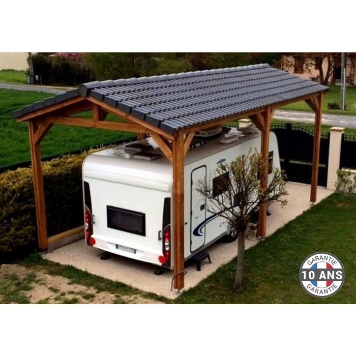 Carport Bois Douglas Français Camping car 25 m² – 2