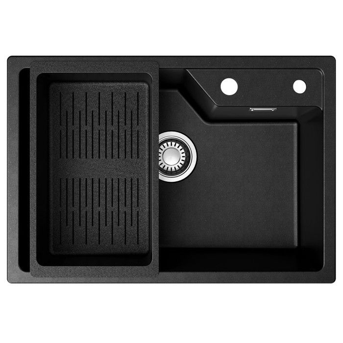 Évier 1 bac en granit - CECIPA MAX - 65x45 cm - À encastrer - Pour armoire 80 cm - Noir