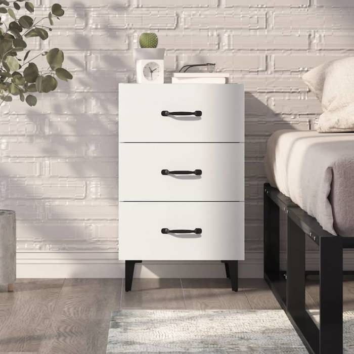 Table de chevet élégante(1 PCS)- ZENCORE - armoire de chevet - Pour chambre - blanc 40x40x66cm bois dingénierie M67986