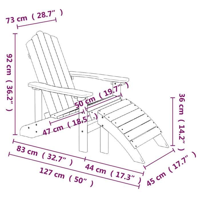 Chaises de jardin Adirondack - (lot de 2) - Meuble de Siège - repose-pieds PEHD Blanc CC929