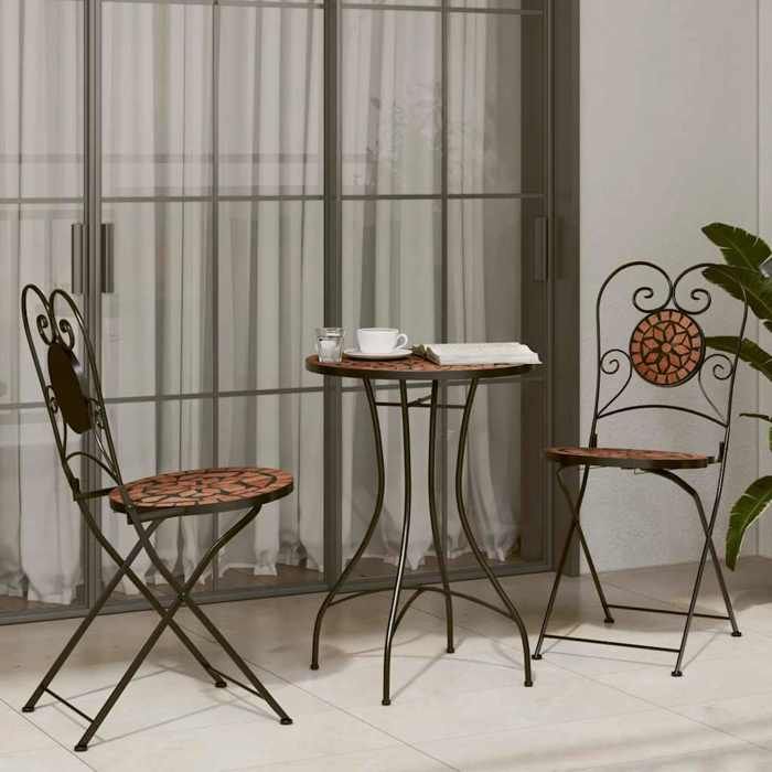 VIDAXL Ensemble de bistro mosaïque - 1 SET - terre cuite fer et céramique 50x70 cm M10941