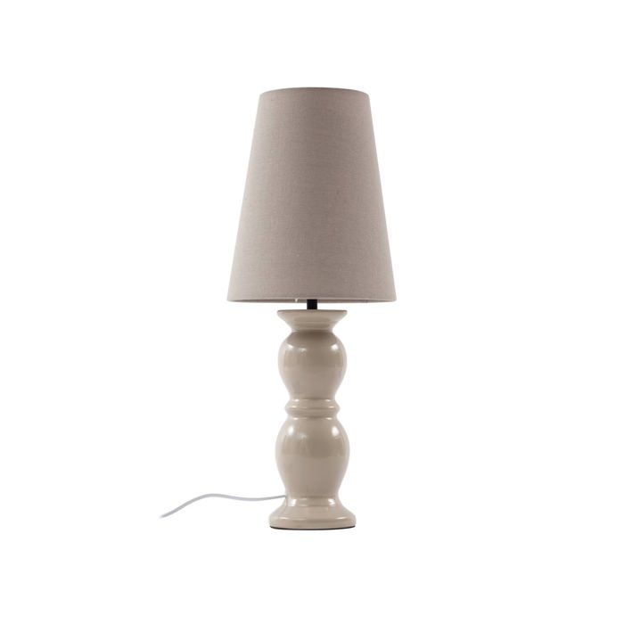 Lampe de table ampoules LED - Lucande - lampe tabouret - Céramique Tissu textile - beige