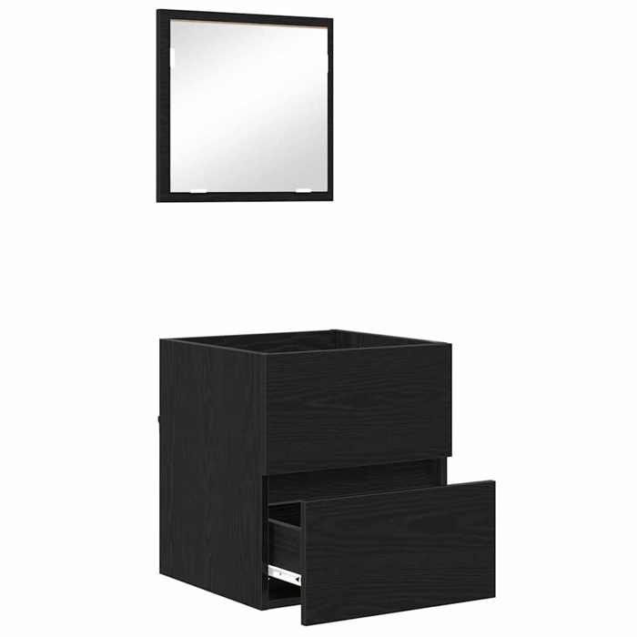 Armoire de Rangement pour Salle de Bain - Chêne Noir Bois dIngénierie_2 ans garantie_66110