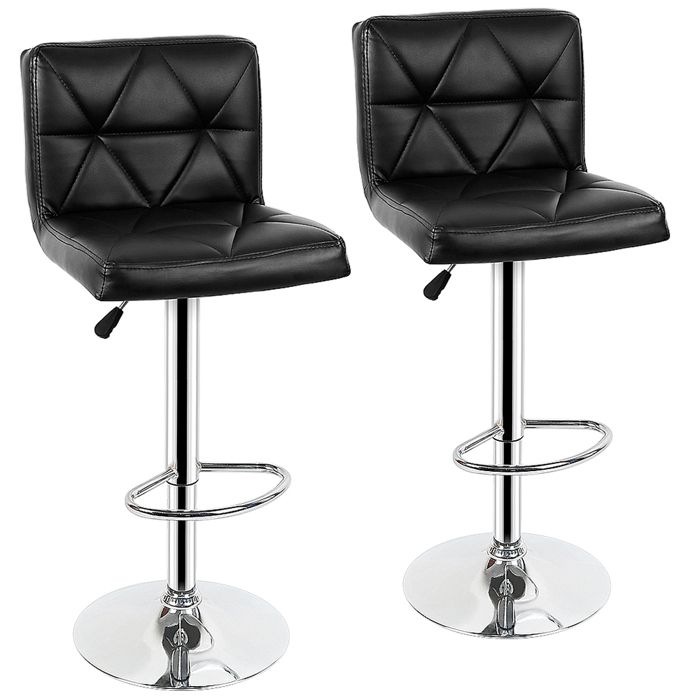 Lot De 2 - Chaise De Bar À Dossier Relevable - MIPAN - Cuir Pu - Capacité De Charge Maximale: 120 KG - 42 X 42 X (89-109)CM - Noir