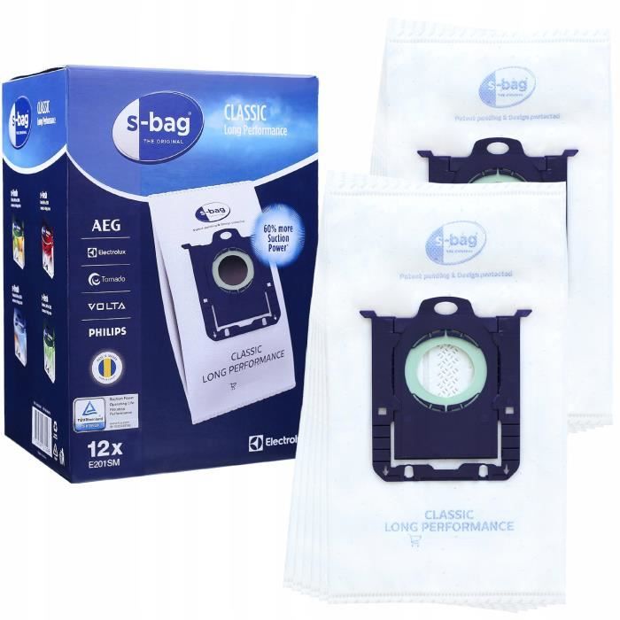 Sacs pour aspirateur Philips S-Bag Ultra Long Performance (12 pièces, synthétique) Electrolux