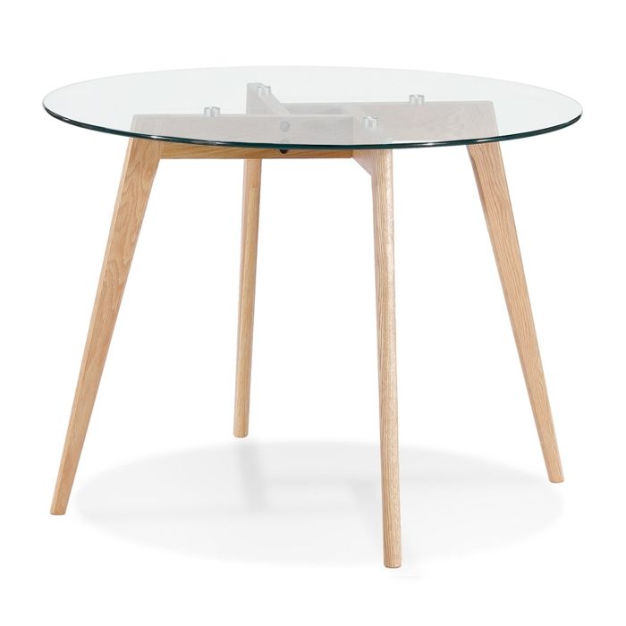 petite table à diner ronde 'angela' en verre transparent - ø 100 cm