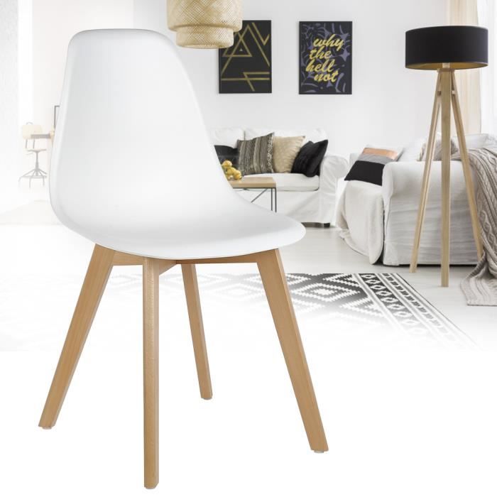 lot de 8 chaises scandinave en polypropylène blanc - salle à manger cuisine salon bureau chambre