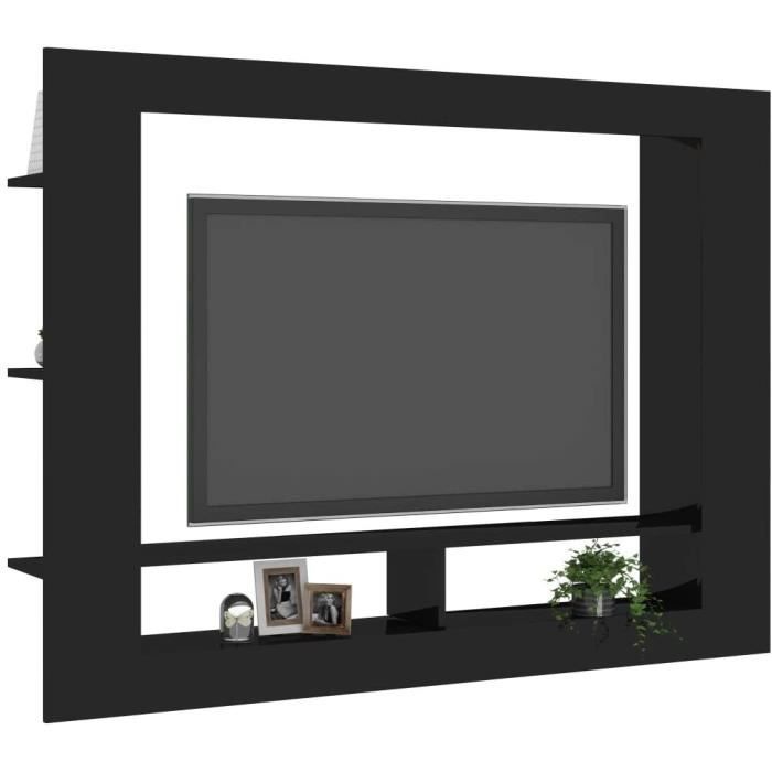 Meuble TV Armoire de TV Aggloméré Noir Brillant 152x22x113 cm[1141