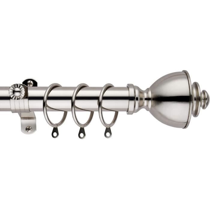Elrene Florence Tringle à Rideau Simple Réglable 71-120cm – Finition Nickel Poli – Diamètre 2.5cm