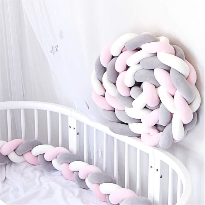 Tour De Lit 2m Bebe Coussin Serpent Tresse Pare Chocs Velours Bebe Berceau Pour Nouveau Nes Gris Blanc Rose Cdiscount Puericulture Eveil Bebe