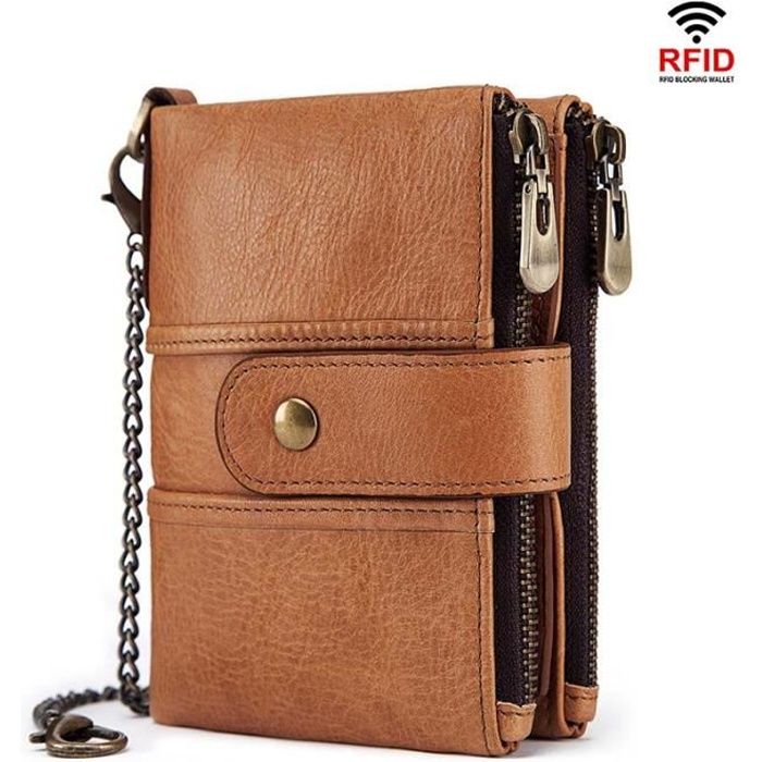 Neuf Homme Vert Couleur Cuir Véritable Rfid Blocage Bi
