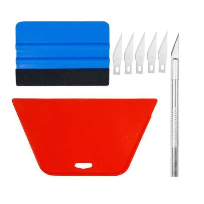 Kit D'outils Dépose De Film Vinyle QWORK - Raclette Feutre Et TPU - Pour Habillage Voiture, Vitres, Meubles