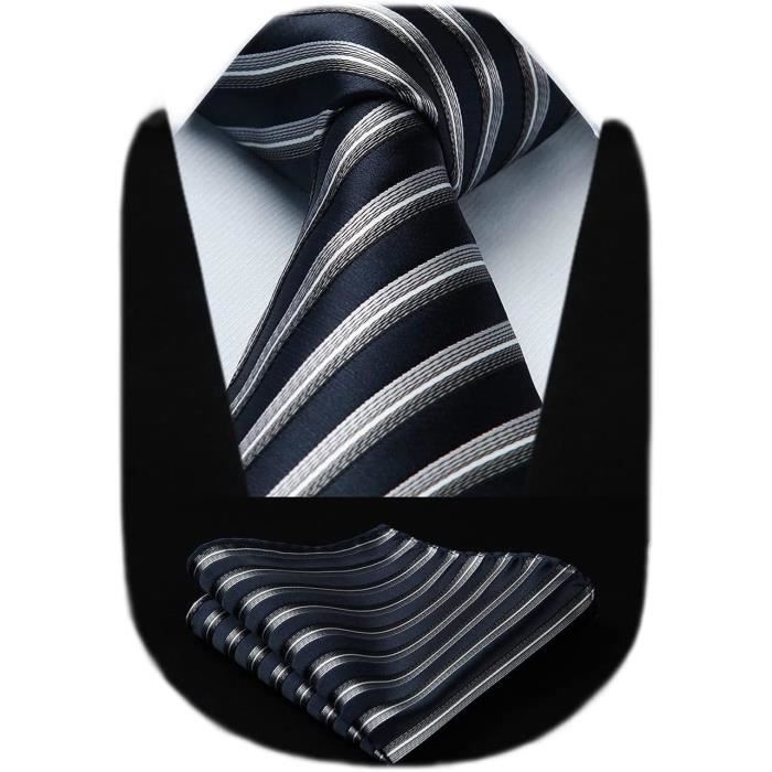 Ensemble Cadeau De Mariage Homme - Cravate Bleu Foncé à Pois, Nœud Papillon Et Pochette - Soie Et Polyester - Neuf