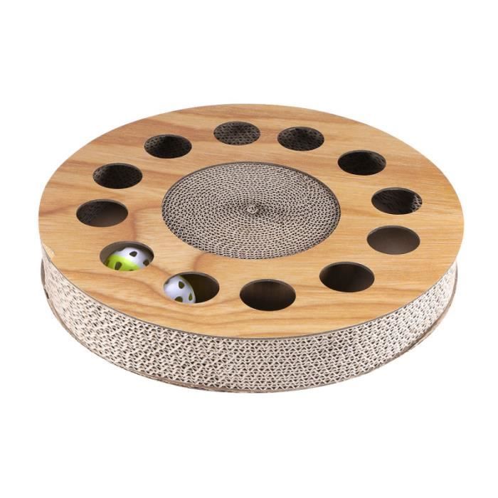 Papier à Chat En Carton Ondulé Pour Chat à Gratter Panneau à Gratter Forme à Gratter Ronde Avec Boule Pour Chat