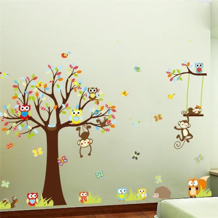 Belle Singes Arbres Stickers Muraux Pour Enfants Chambre Decoration Animaux 1212 Bande Dessinee Pvc Stickers Mural Art 3 0 Achat Vente Stickers Cdiscount
