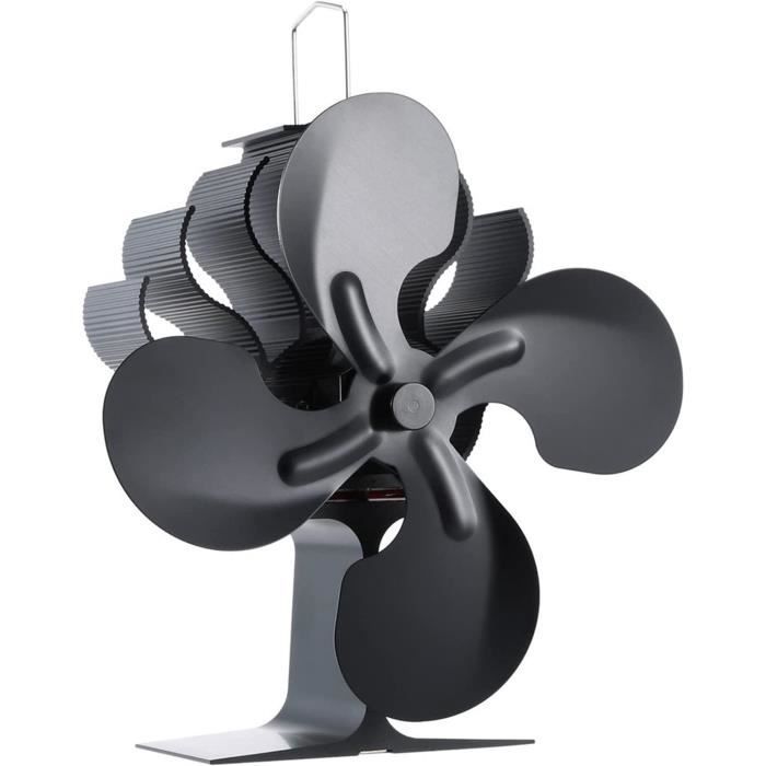 Ventilateur De Cheminée Magnétique 4 Pales, Sans électricité, 50-350°C, Noir - NEUF