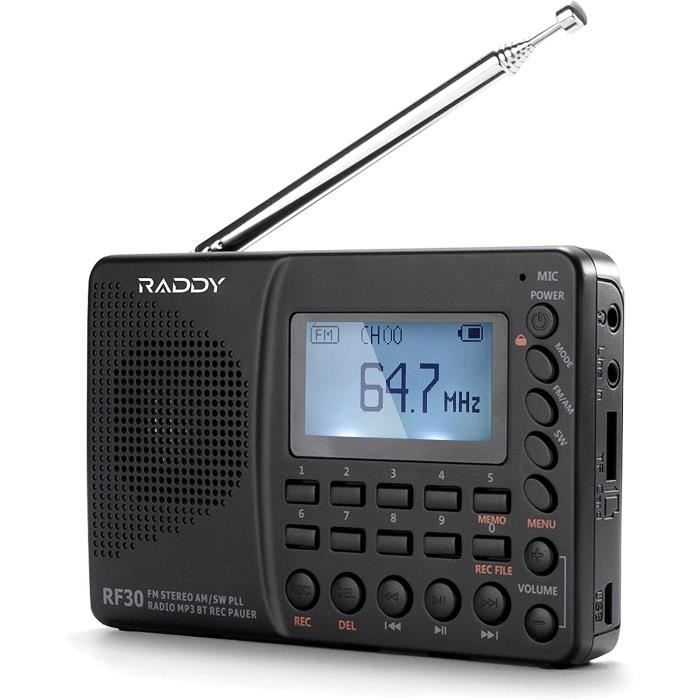 Radio Ondes Courtes Radio Portable Raddy RF750 - AM/FM/Ondes Courtes Numérique Avec Bluetooth Et Lecteur TF Radio Bluetooth Lecteur Tf