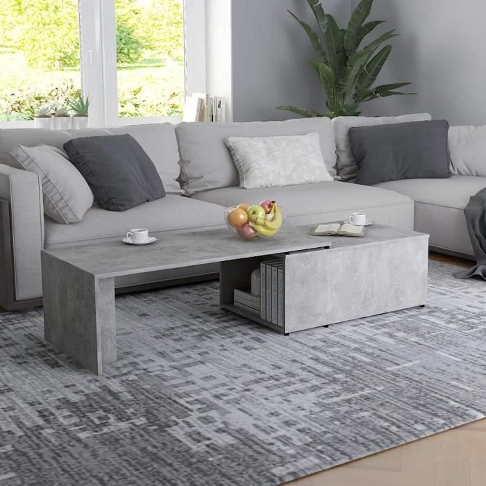 Table Basse Gris béton 150x50x35 cm Aggloméré Table dAppoint Table de Salon Bout de Canapé Table de Salle de Séjour Maison In[618]