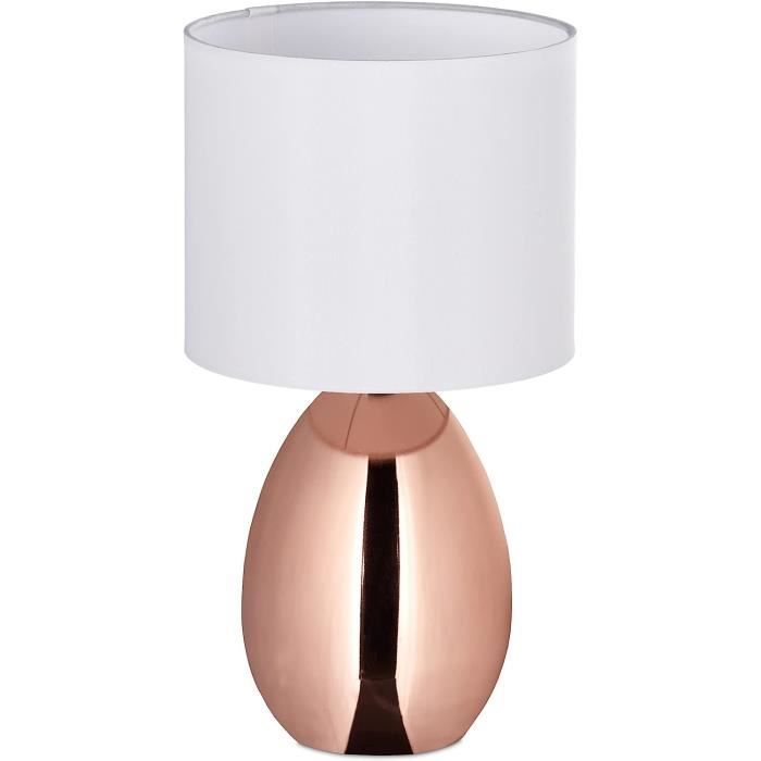 Relaxdays Lampe De Table De Nuit Tactile, Réglable, Moderne 3 Niveaux, E14 Veilleuse ; HxD 40x16 Cm, Abat-jour