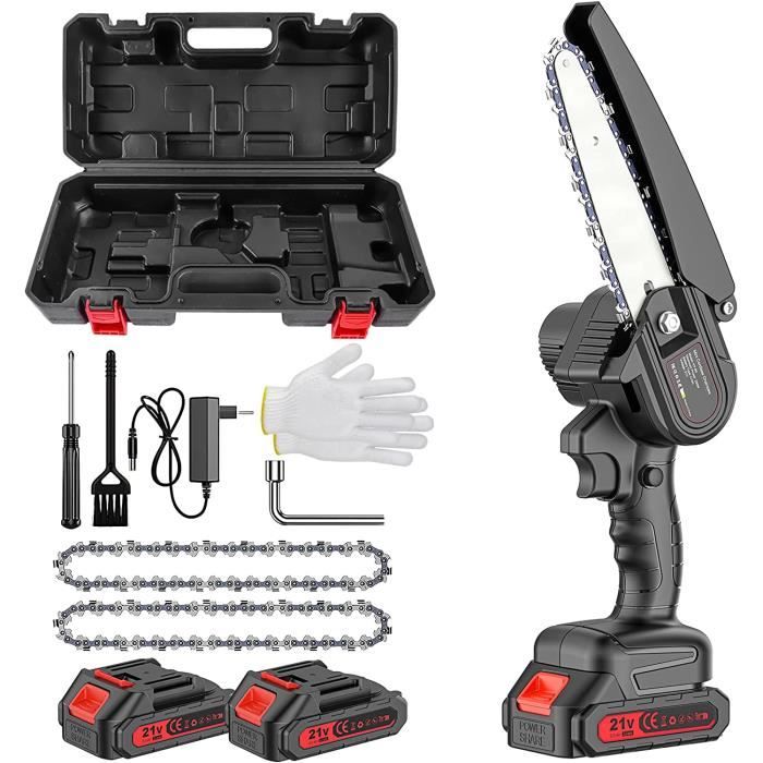 Mini tronçonneuse électrique sans fil avec batterie 24 V avec chargeur et piles, mini