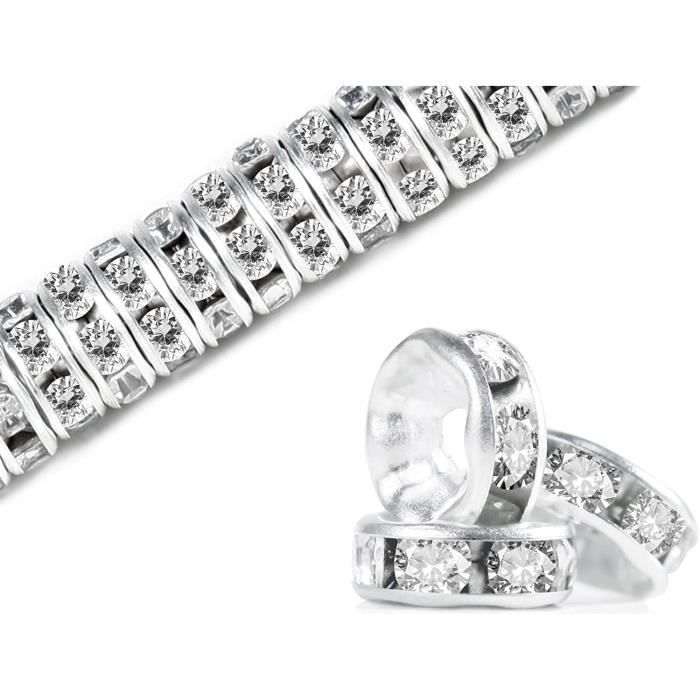 Lot De 100 Perles Spacer Daisy Fleur 4x1.5mm - Alliage Argenté Finition Antique, Pour Création De Bijoux