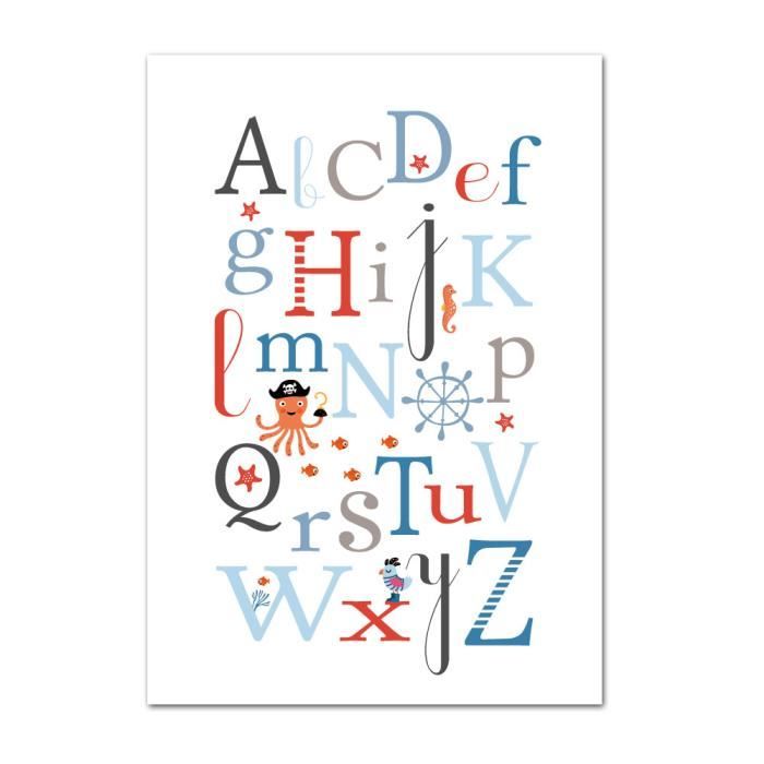 Poster Abecedaire Garcon Marin Dimensions 50 X 70 Cm Papier Brillant Cdiscount Maison