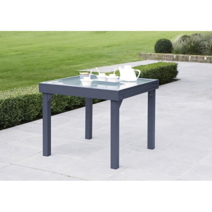 table de jardin modulo t 4 - 8 full verre gris anthracite wilsa garden