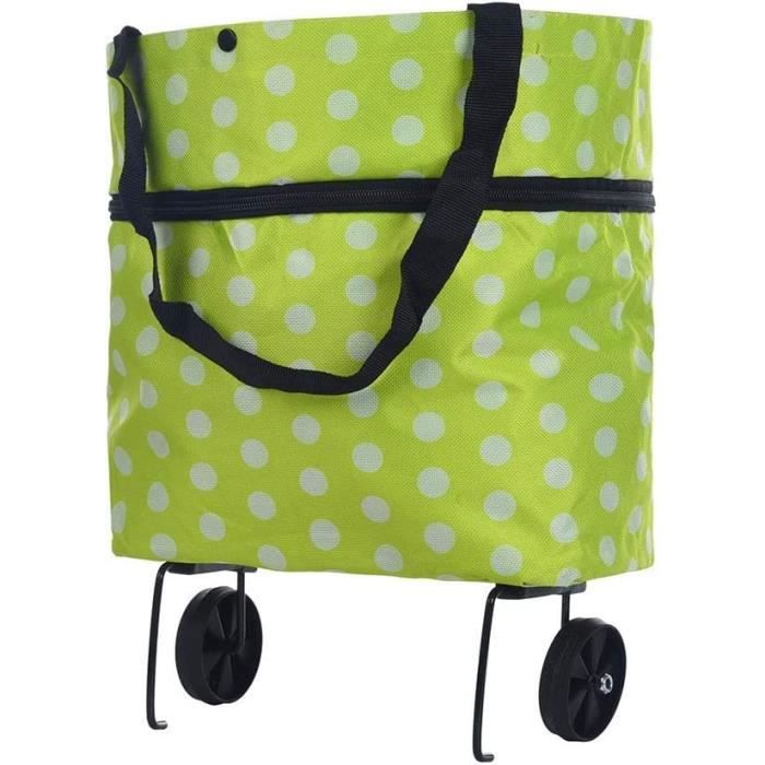Chariot De Courses Pliable 55L Avec Sac Isotherme Amovible - Léger, Roues Renforcées - Fabriqué En France