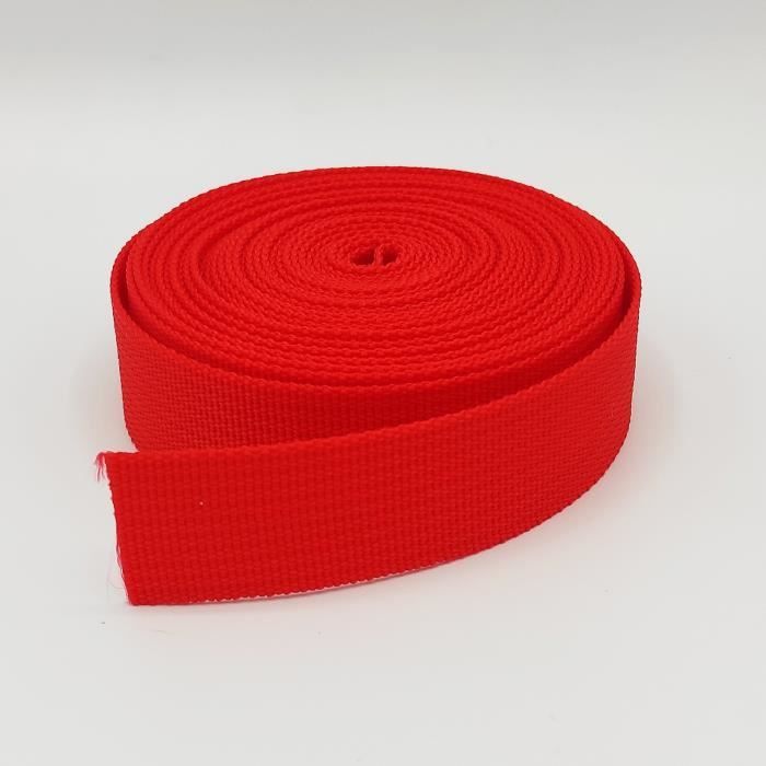 Sangle Polypropylène 25mm Rouge pour Sacs à Dos Main Couture Anse Accessoires Lunch Bag rouleau de 10 mètres