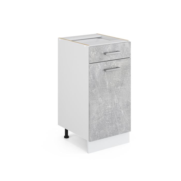 Vicco Meuble cuisine R-Line, Blanc Haute brillance, 40cm avec tiroirs, PT Anthracite | Leroy Merlin