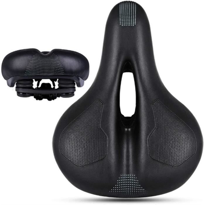 Selle De Vélo Large Sans Nez - Coussin Amorti Souple Pour Route/VTT - Noir 215x140x110mm