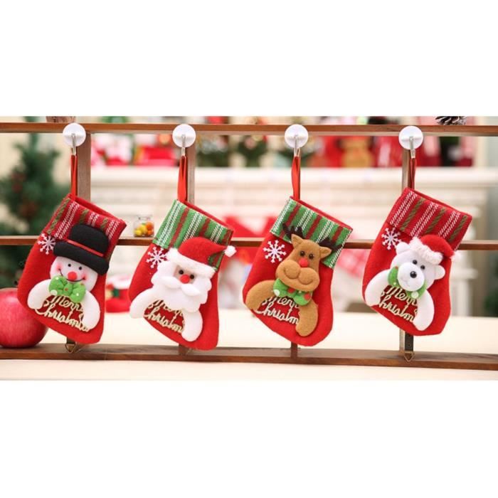 Chaussettes de Noël, Lot de 4 Bas de Noël Personnalisés, Chaussettes de Noël à Suspendre, Mini