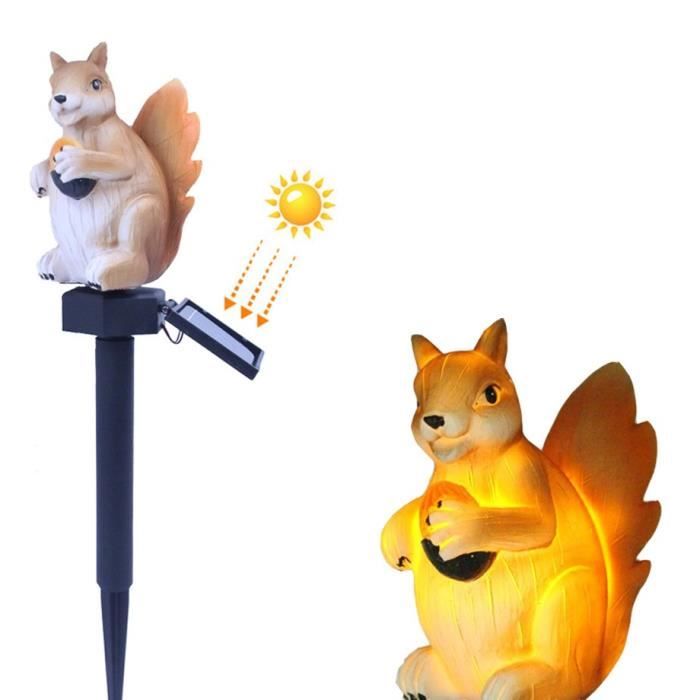 Statue D'écureuil Avec Lanterne Solaire - Déco De Jardin Extérieur Mignonne Et écolo