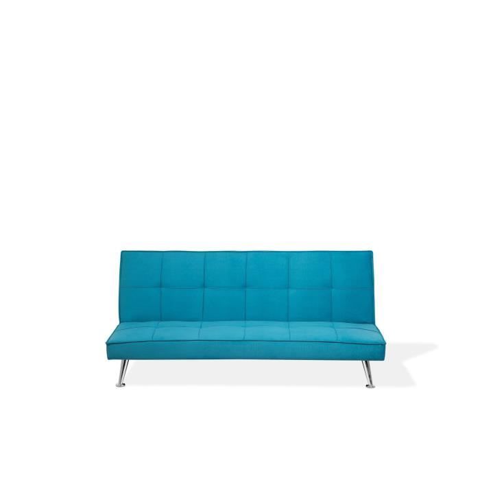 canapé clic-clac bleu azur hasle - beliani - quotidien - 3 personnes - 168 cm - contemporain - design