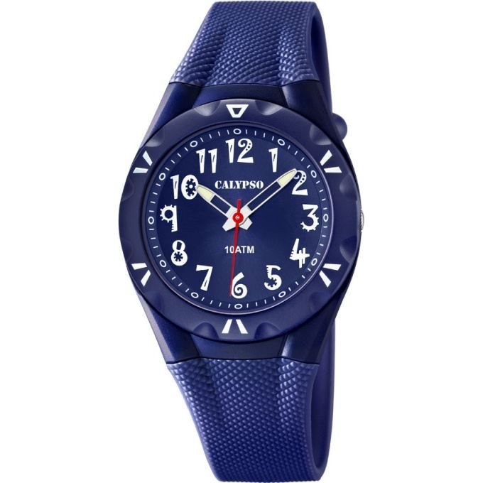 Montre enfant Calypso K6064-3 - Bracelet en polyuréthane - Etanche jusquà 10 ATM - Bleu