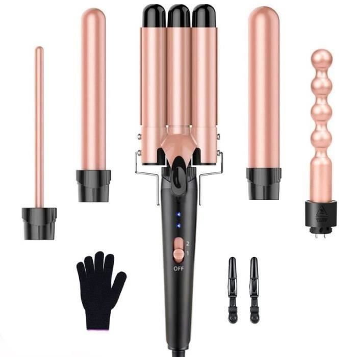 Fer à Boucler 5 en 1 - Non spécifié - Interchangeable - Température Réglable - Gant Anti-brûlure - Céramique