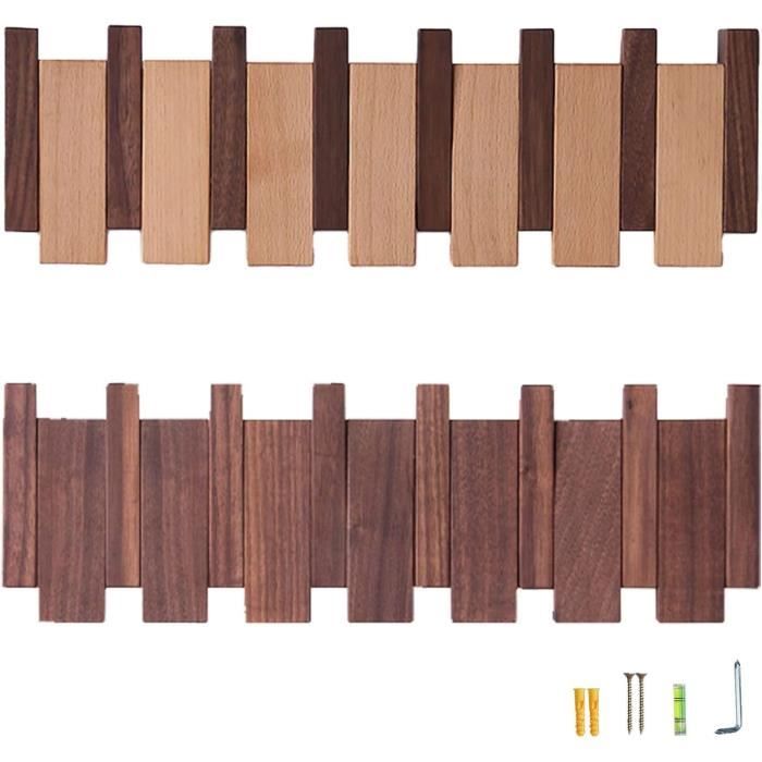 Porte-manteau Mural En Bois De Noyer Avec 4 Crochets - Design épuré Pour Entrée, Salon Ou Chambre, Installation Facile