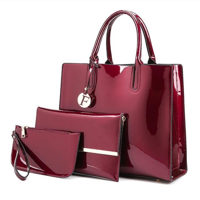 Sac a Main Femmes Rouge Sac à Bandoulière D'épaule Fourre-Tout Sac 3pcs - SAC145