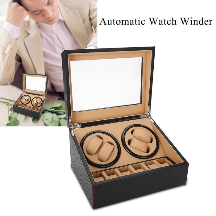 Remontoir Montre Automatique XTELARY 2 Emplacements + Vitrine 16 Compartiments - 4 Modes Rotation, Coussin Réglable, LED Bleue - Pour Collectionneurs - 2