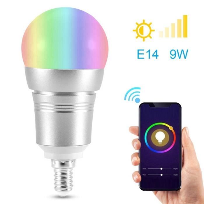 connectée à l'ampoule intelligente WiFi E14 9W RGB LED