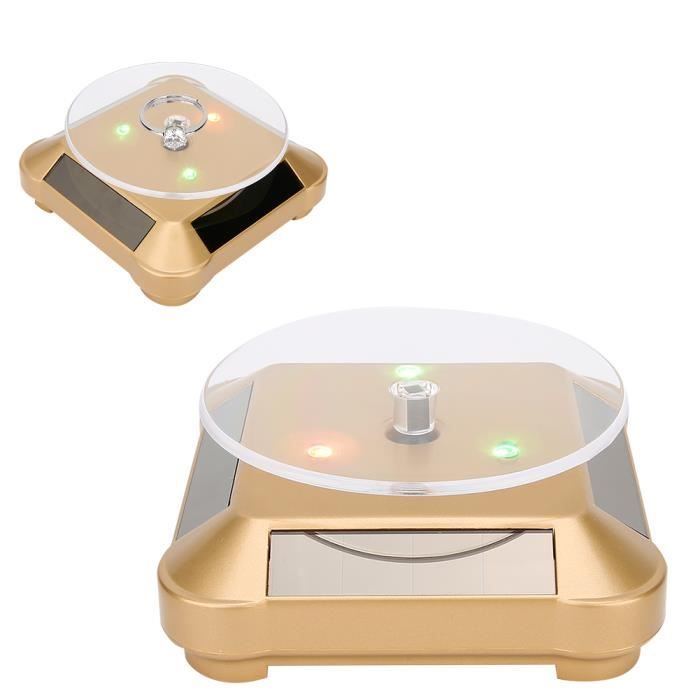 VALICLUD Présentoir Rotatif Solaire En Forme De Vaisseau Spatial - Support LED Bleu 4 Pieds Pour Bijoux, Montres Et Collections - Sans Piles