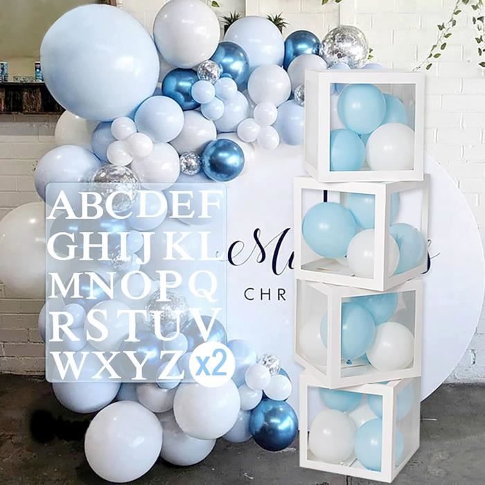4 Boîtes Baby Shower Avec 52 Lettres(A-Z), Cube Lettre Prenom Blanc