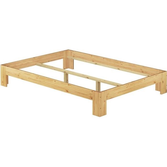 Lit futon pin naturel 140x200 design moderne sans tête de