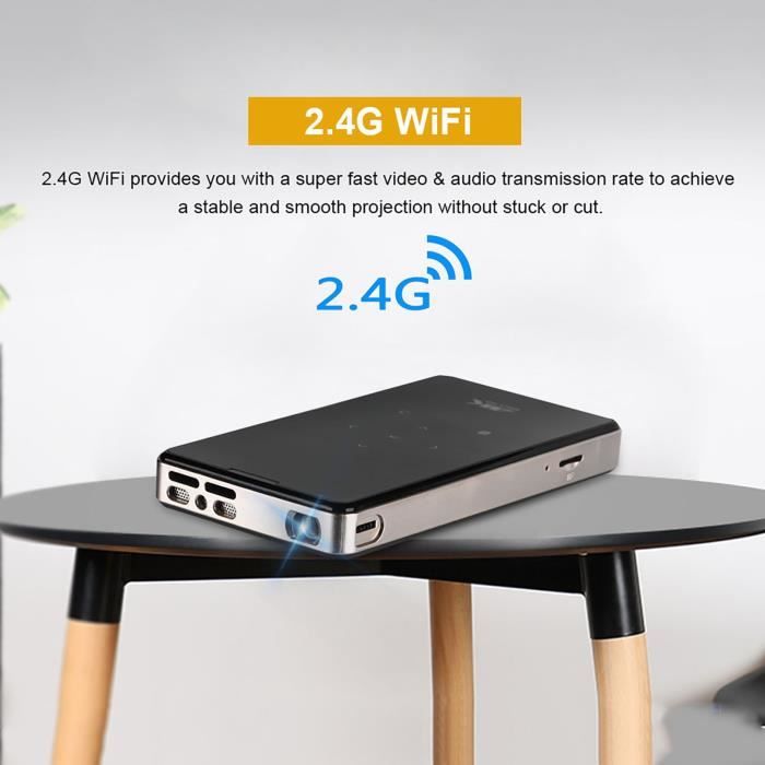 Projecteur avec batterie Micro projecteur 4K DLP 2.4G WiFi 1000 1 projecteur vidéo de contrôle