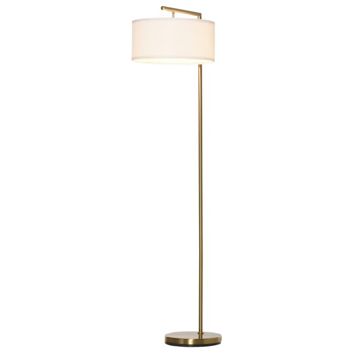 Lampadaire - HOMCOM - lampe à pied abat-jour lin base ronde stable salon bureau chambre - métal - 47x37x153cm - or blanc